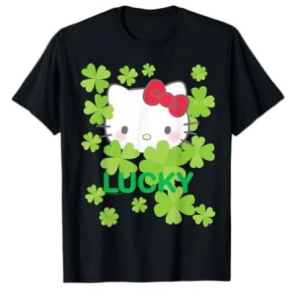HELLO KITTY Lucky Clover St. Patrick's Day Tee Shirt T-Shirt Girls Large